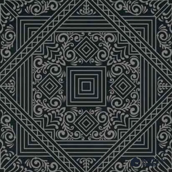 Moroccan Wall & Floor Carpet Center Tile TL 11173 Noir Tapestry 1 ft x 1 ft Ceramic Matte Finish Tile - 10 mm | Suitable For Kitchen, Bathroom, Dining Area