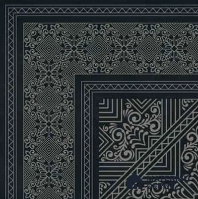 Moroccan Wall & Floor Carpet Corner Tile TL 11175 Noir Filigree 1 ft x 1 ft Ceramic Matte Finish Tile - 10 mm | Suitable For Kitchen, Bathroom, Living Room