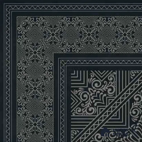 Moroccan Wall & Floor Carpet Corner Tile TL 11175 Noir Filigree 1 ft x 1 ft Ceramic Matte Finish Tile - 10 mm | Suitable For Kitchen, Bathroom, Living Room