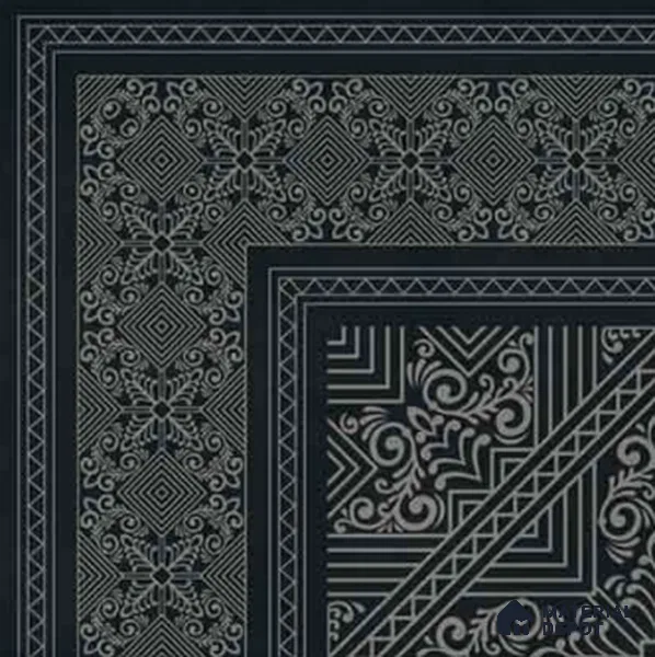 Moroccan Wall & Floor Carpet Corner Tile TL 11175 Noir Filigree 1 ft x 1 ft Ceramic Matte Finish Tile - 10 mm | Suitable For Kitchen, Bathroom, Living Room