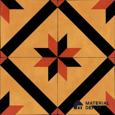 Moroccan Wall & Floor Tile TL 11184 Sienna Starburst 1 ft x 1 ft Ceramic Matte Finish Tile - 10 mm | Suitable For Kitchen, Bathroom, Balcony