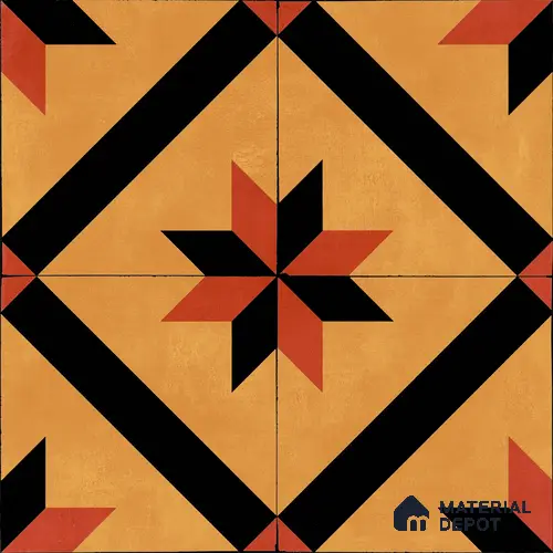 Moroccan Wall & Floor Tile TL 11184 Sienna Starburst 1 ft x 1 ft Ceramic Matte Finish Tile - 10 mm | Suitable For Bathroom, Balcony & Kitchen Backsplash