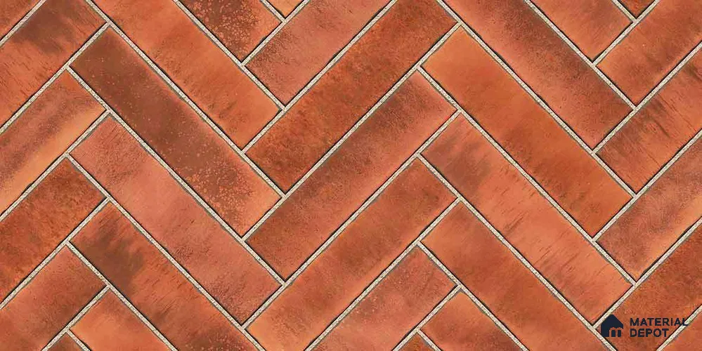 Faux Subway Wall Tile TL 11683 G Terracotta Herringbone 2 ft x 1 ft Ceramic Glossy Finish Tile - 9 mm | Suitable For Bathroom, Basin Area, Kitchen Backsplash