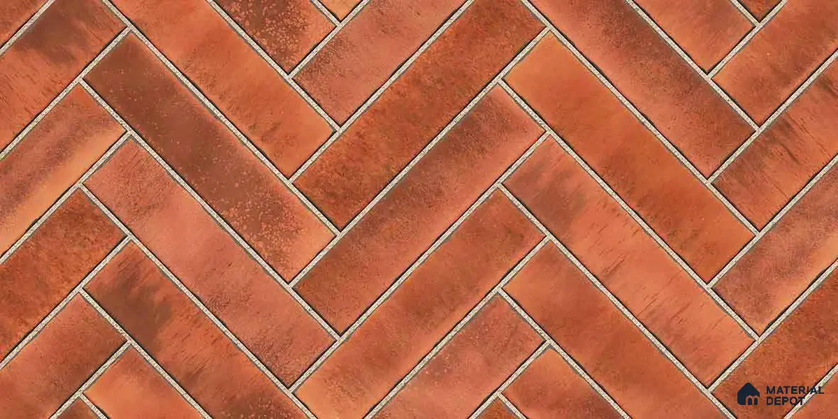 Faux Subway Wall Tile TL 11683 G Terracotta Herringbone 2 ft x 1 ft Ceramic Glossy Finish Tile - 9 mm | Suitable For Bathroom, Balcony & Kitchen Backsplash