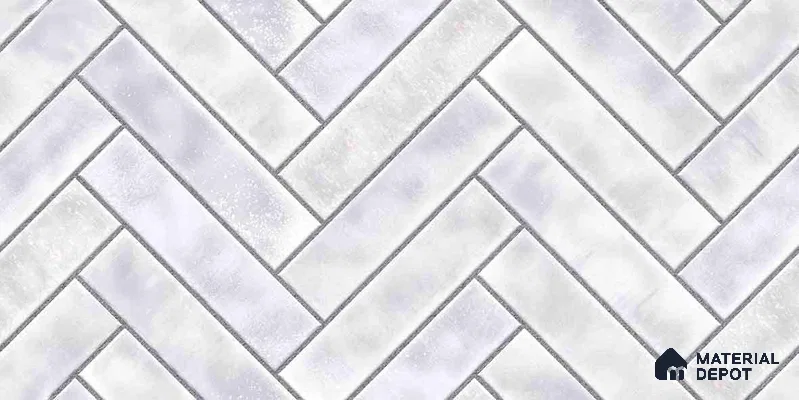 Faux Subway Wall Tile TL 11683 C Frosted Herringbone 2 ft x 1 ft Ceramic Glossy Finish Tile - 9 mm | Suitable For Bathroom, Basin Area, Kitchen Backsplash