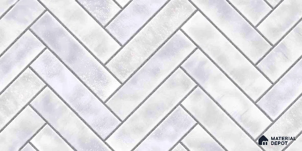 Faux Subway Wall Tile TL 11683 C Frosted Herringbone 2 ft x 1 ft Ceramic Glossy Finish Tile - 9 mm | Suitable For Bathroom, Balcony & Kitchen Backsplash