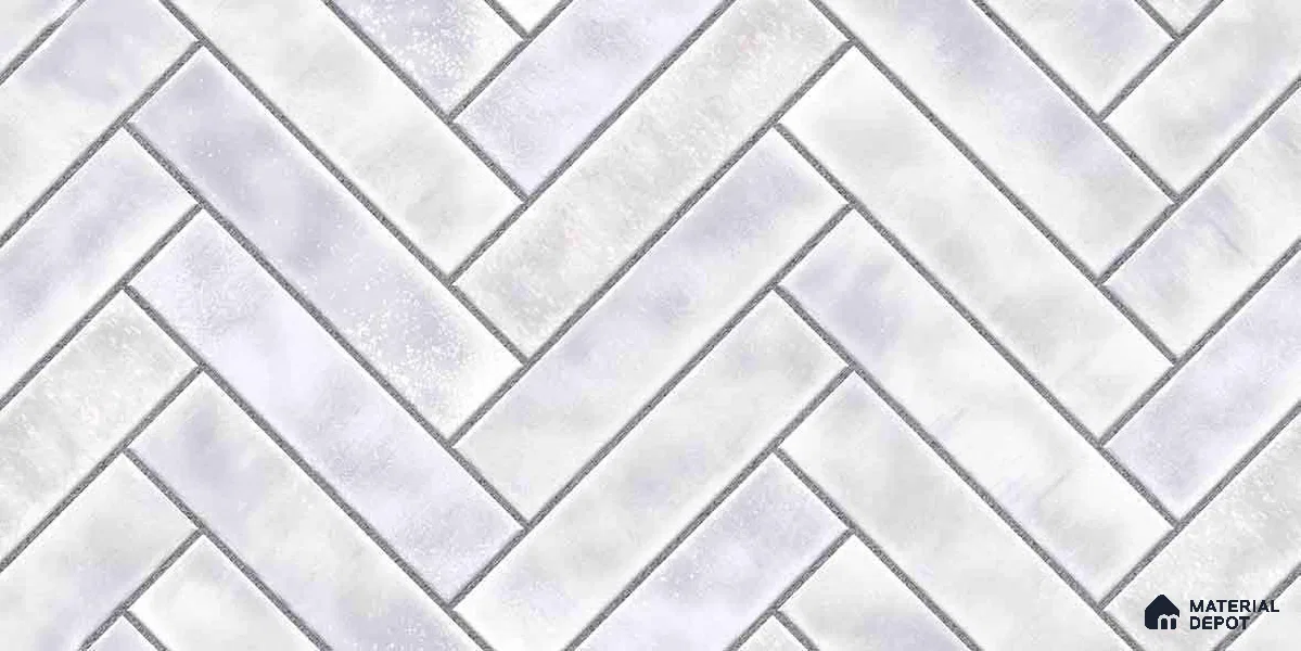 Faux Subway Wall Tile TL 11683 C Frosted Herringbone 2 ft x 1 ft Ceramic Glossy Finish Tile - 9 mm | Suitable For Bathroom, Basin Area, Kitchen Backsplash
