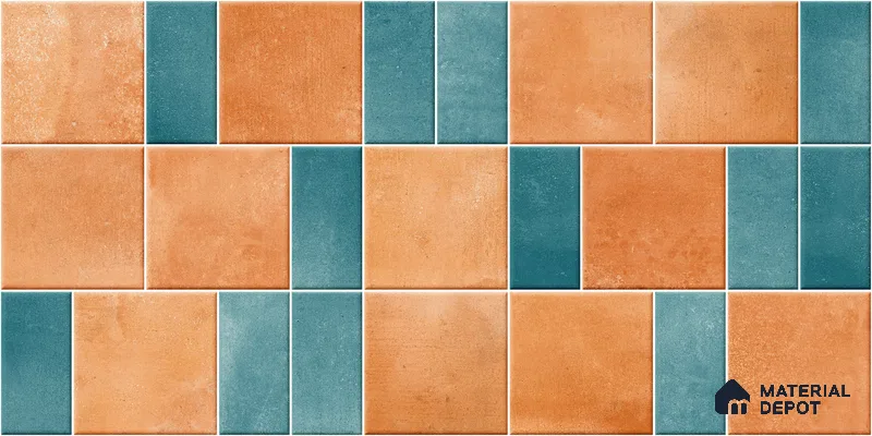 Faux Subway Wall Tile TL 11261 Terracotta Azure 2 ft x 1 ft Ceramic Granulla Finish Tile - 9 mm | Suitable For Bathroom, Basin Area, Kitchen Backsplash
