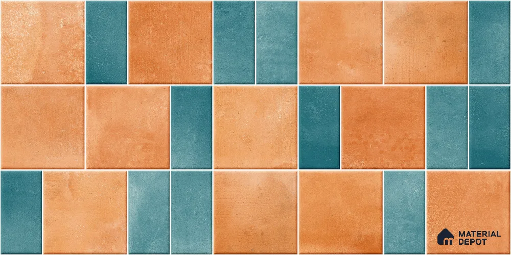 Faux Subway Wall Tile TL 11261 Terracotta Azure 2 ft x 1 ft Ceramic Granulla Finish Tile - 9 mm | Suitable For Bathroom, Balcony & Kitchen Backsplash