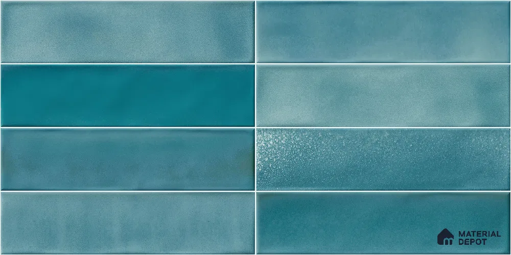 Faux Subway Wall Tile TL 11227 Azure Drift 2 ft x 1 ft Ceramic Glossy Finish Tile - 9 mm | Suitable For Bathroom, Dining Area, Kitchen Backsplash