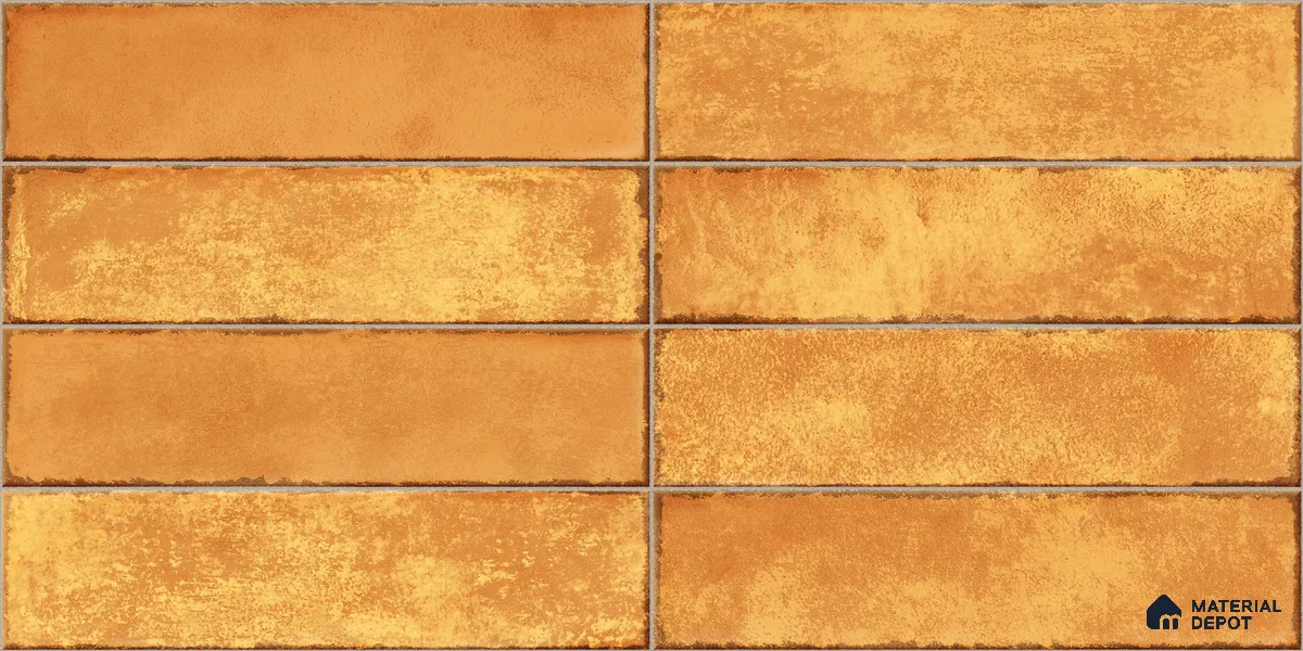 Faux Subway Wall Tile TL 11230 Sunbaked Brick 2 ft x 1 ft Ceramic Glossy Finish Tile - 9 mm | Suitable For Bathroom, Dining Area, Kitchen Backsplash