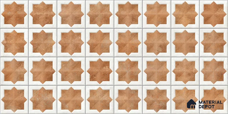 Patterned Wall Tile TL 11270 Cotto Star Mosaic 2 ft x 1 ft Ceramic Granulla Finish Tile - 9 mm | Suitable For Bathroom, Balcony & Kitchen Backsplash