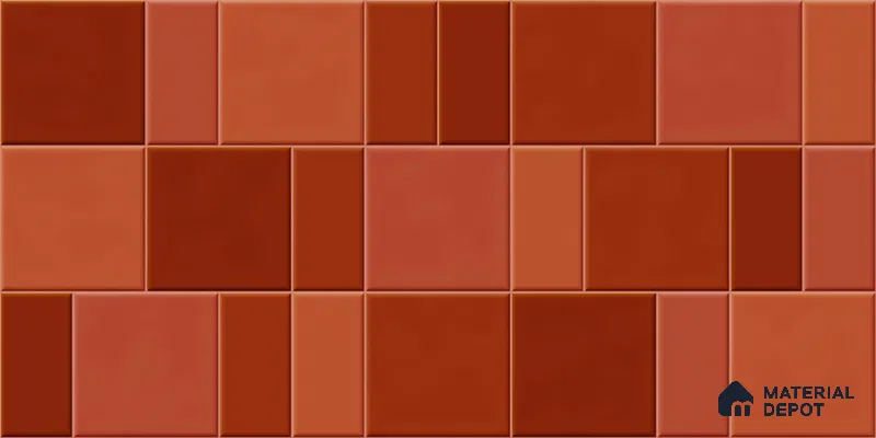 Faux Subway Wall Tile TL 11236 Terracotta Patch 2 ft x 1 ft Ceramic Glossy Finish Tile - 9 mm | Suitable For Bathroom, Basin Area, Kitchen Backsplash