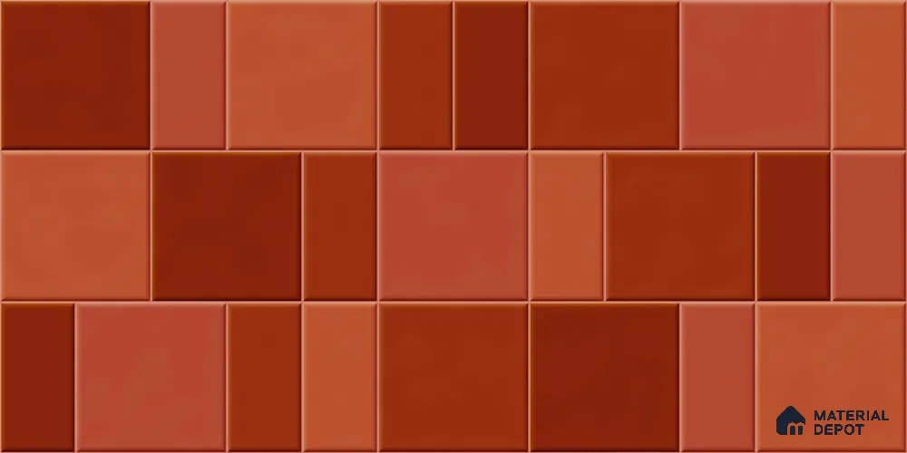 Faux Subway Wall Tile TL 11236 Terracotta Patch 2 ft x 1 ft Ceramic Glossy Finish Tile - 9 mm | Suitable For Bathroom, Basin Area, Kitchen Backsplash