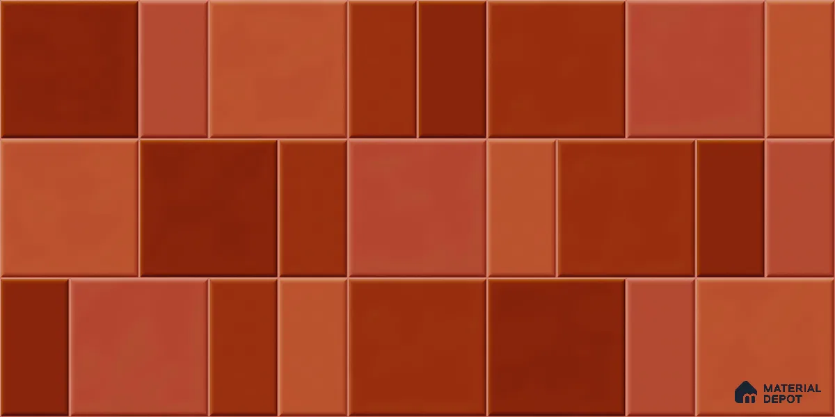 Faux Subway Wall Tile TL 11236 Terracotta Patch 2 ft x 1 ft Ceramic Glossy Finish Tile - 9 mm | Suitable For Bathroom, Basin Area, Kitchen Backsplash