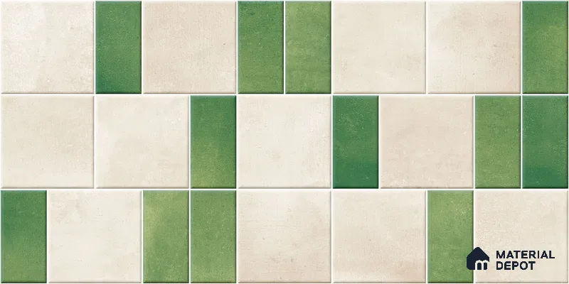 Faux Subway Wall Tile TL 11263 Verdant Block 2 ft x 1 ft Ceramic Granulla Finish Tile - 9 mm | Suitable For Bathroom, Balcony & Kitchen Backsplash (Sample)