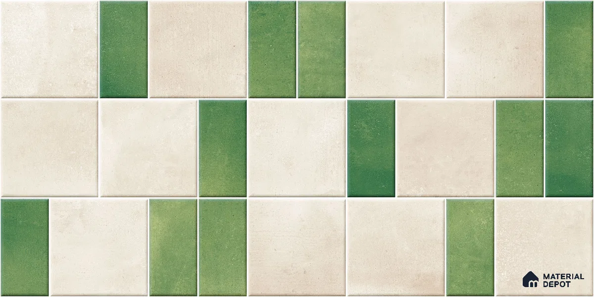 Faux Subway Wall Tile TL 11263 Verdant Block 2 ft x 1 ft Ceramic Granulla Finish Tile - 9 mm | Suitable For Bathroom, Balcony & Kitchen Backsplash (Sample)