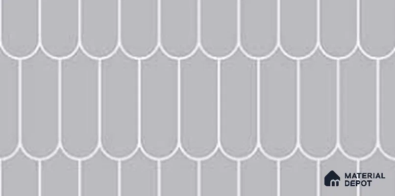Faux Subway Wall Tile TL 11279 Pewter Scallop 2 ft x 1 ft Ceramic Glossy Finish Tile - 9 mm | Suitable For Bathroom, Kitchen Backsplash