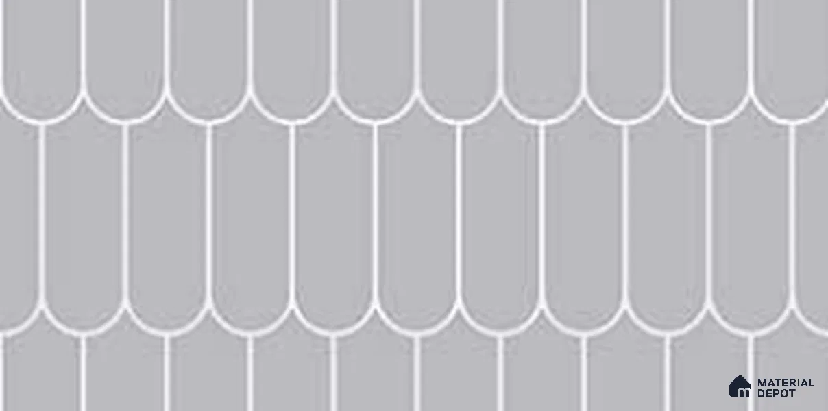 Faux Subway Wall Tile TL 11279 Pewter Scallop 2 ft x 1 ft Ceramic Glossy Finish Tile - 9 mm | Suitable For Bathroom, Kitchen Backsplash