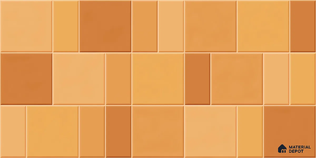 Faux Subway Wall Tile TL 11238 Amber Patchwork 2 ft x 1 ft Ceramic Glossy Finish Tile - 9 mm | Suitable For Bathroom, Balcony & Kitchen Backsplash (Sample)