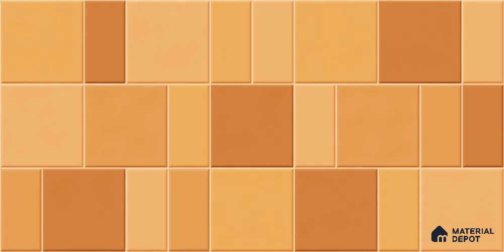 Faux Subway Wall Tile TL 11238 Amber Patchwork 2 ft x 1 ft Ceramic Glossy Finish Tile - 9 mm | Suitable For Bathroom, Basin Area, Kitchen Backsplash