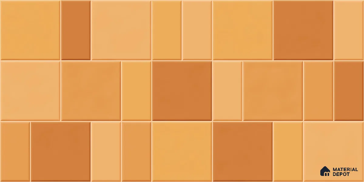 Faux Subway Wall Tile TL 11238 Amber Patchwork 2 ft x 1 ft Ceramic Glossy Finish Tile - 9 mm | Suitable For Bathroom, Balcony & Kitchen Backsplash (Sample)