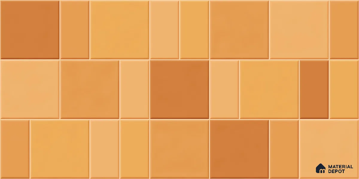 Faux Subway Wall Tile TL 11238 Amber Patchwork 2 ft x 1 ft Ceramic Glossy Finish Tile - 9 mm | Suitable For Bathroom, Balcony & Kitchen Backsplash (Sample)