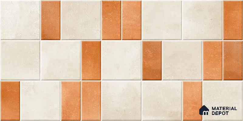 Faux Subway Wall Tile TL 11260 Terracotta Block 2 ft x 1 ft Ceramic Granulla Finish Tile - 9 mm | Suitable For Bathroom, Balcony & Kitchen Backsplash (Sample)