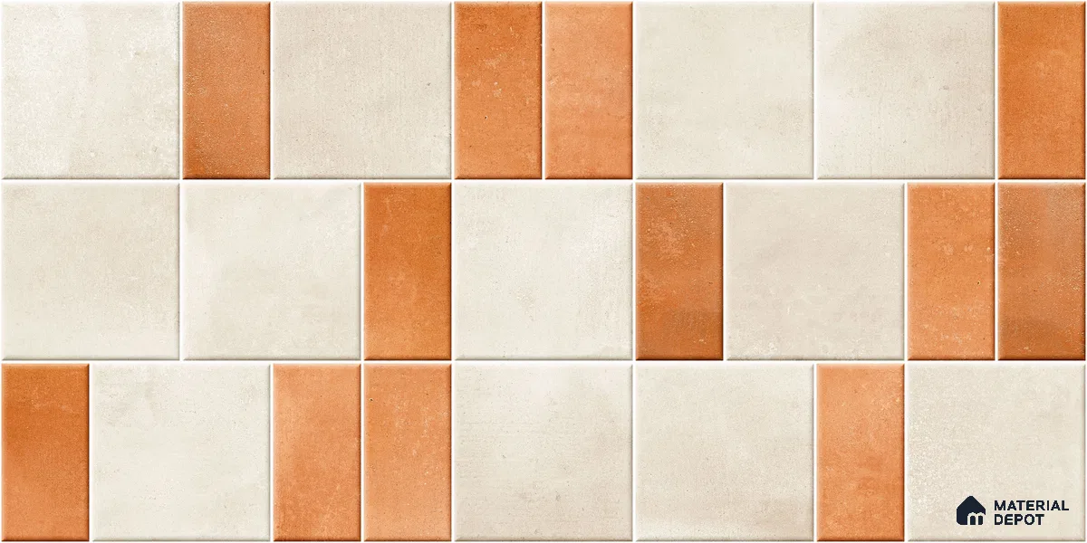 Faux Subway Wall Tile TL 11260 Terracotta Block 2 ft x 1 ft Ceramic Granulla Finish Tile - 9 mm | Suitable For Bathroom, Balcony & Kitchen Backsplash (Sample)