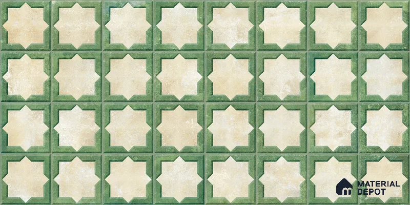 Patterned Wall Tile TL 11268 Sage Star 2 ft x 1 ft Ceramic Granulla Finish Tile - 9 mm | Suitable For Bathroom, Balcony & Kitchen Backsplash