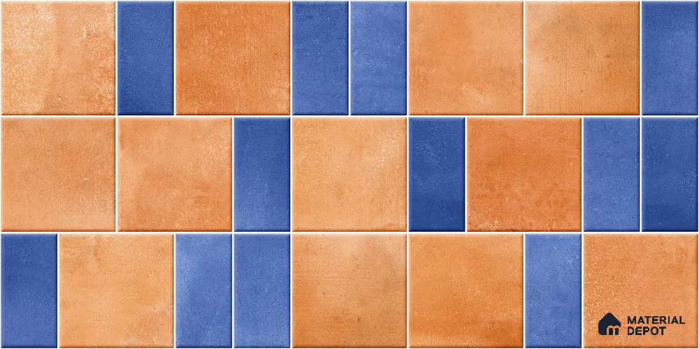 Faux Subway Wall Tile TL 11264 Terracotta Indigo 2 ft x 1 ft Ceramic Granulla Finish Tile - 9 mm | Suitable For Bathroom, Basin Area, Kitchen Backsplash