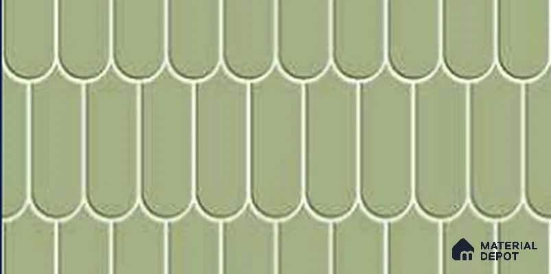 Faux Subway Wall Tile TL 11281 Sage Scallop 2 ft x 1 ft Ceramic Glossy Finish Tile - 9 mm | Suitable For Bathroom, Dining Area, Kitchen Backsplash