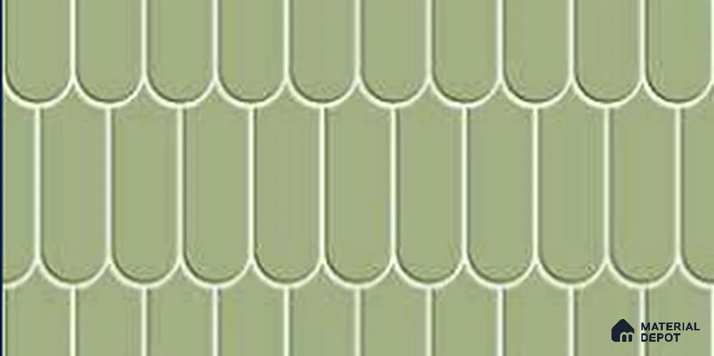 Faux Subway Wall Tile TL 11281 Sage Scallop 2 ft x 1 ft Ceramic Glossy Finish Tile - 9 mm | Suitable For Bathroom, Balcony & Kitchen Backsplash