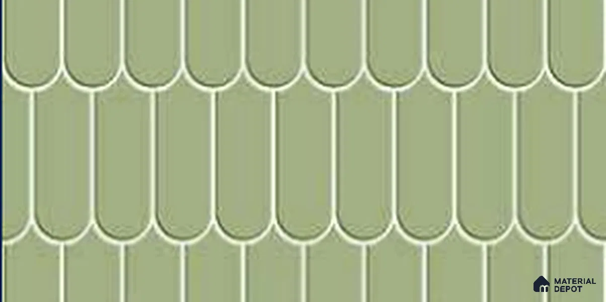 Faux Subway Wall Tile TL 11281 Sage Scallop 2 ft x 1 ft Ceramic Glossy Finish Tile - 9 mm | Suitable For Bathroom, Dining Area, Kitchen Backsplash