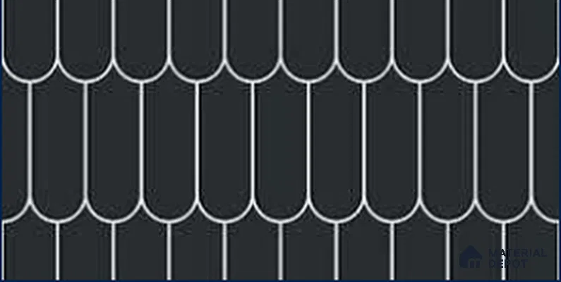 Faux Subway Wall Tile TL 11276 Midnight Scallop 2 ft x 1 ft Ceramic Glossy Finish Tile - 9 mm | Suitable For Bathroom, Kitchen Backsplash