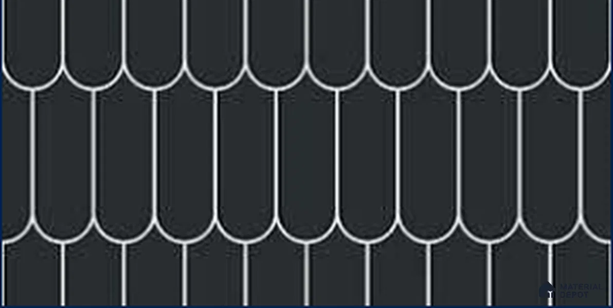 Faux Subway Wall Tile TL 11276 Midnight Scallop 2 ft x 1 ft Ceramic Glossy Finish Tile - 9 mm | Suitable For Bathroom, Kitchen Backsplash