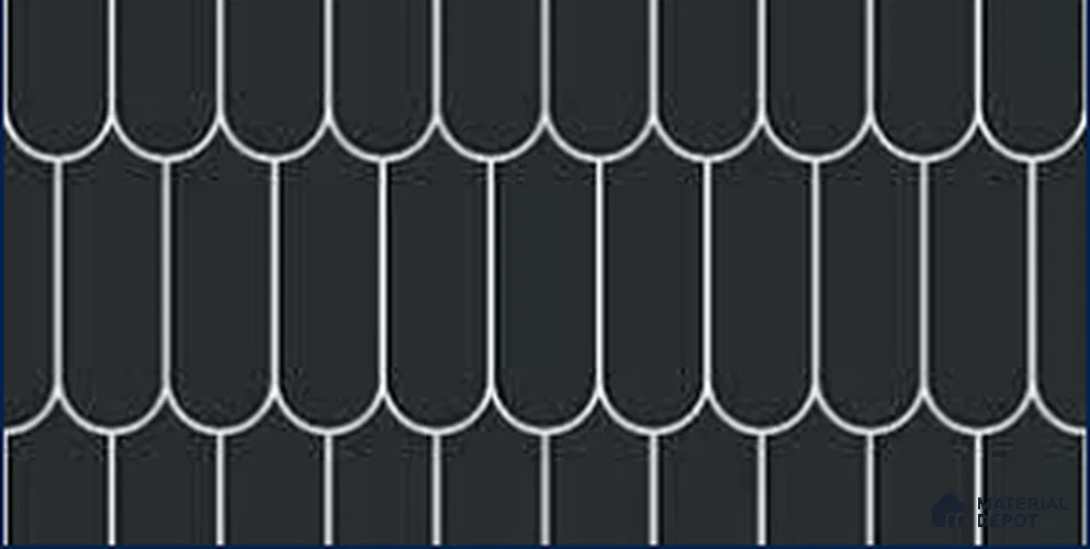 Faux Subway Wall Tile TL 11276 Midnight Scallop 2 ft x 1 ft Ceramic Glossy Finish Tile - 9 mm | Suitable For Bathroom, Kitchen Backsplash