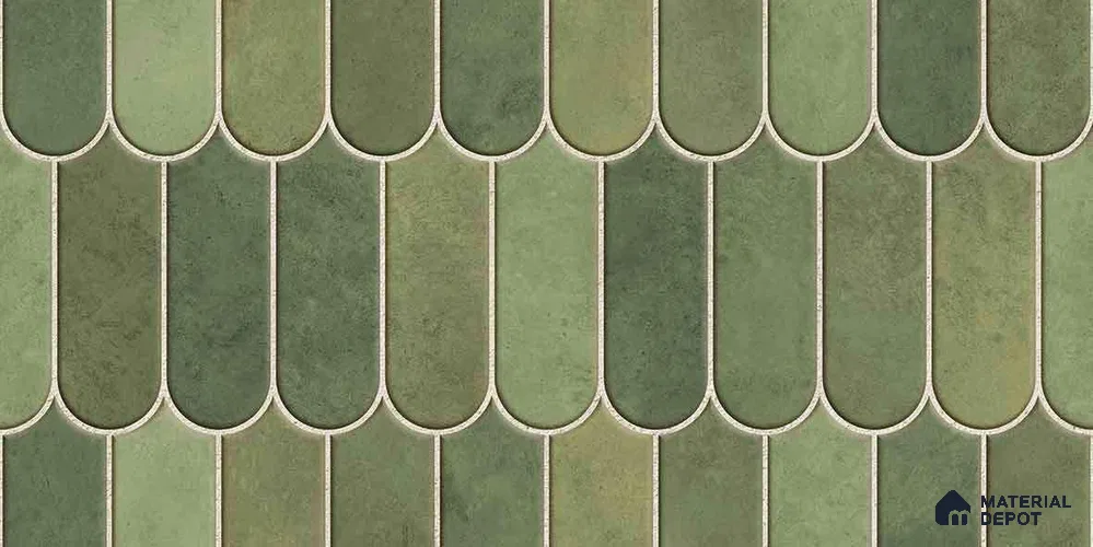 Faux Subway Wall Tile TL 11682 H Verdant Fan 2 ft x 1 ft Ceramic Glossy Finish Tile - 9 mm | Suitable For Bathroom, Dining Area, Kitchen Backsplash