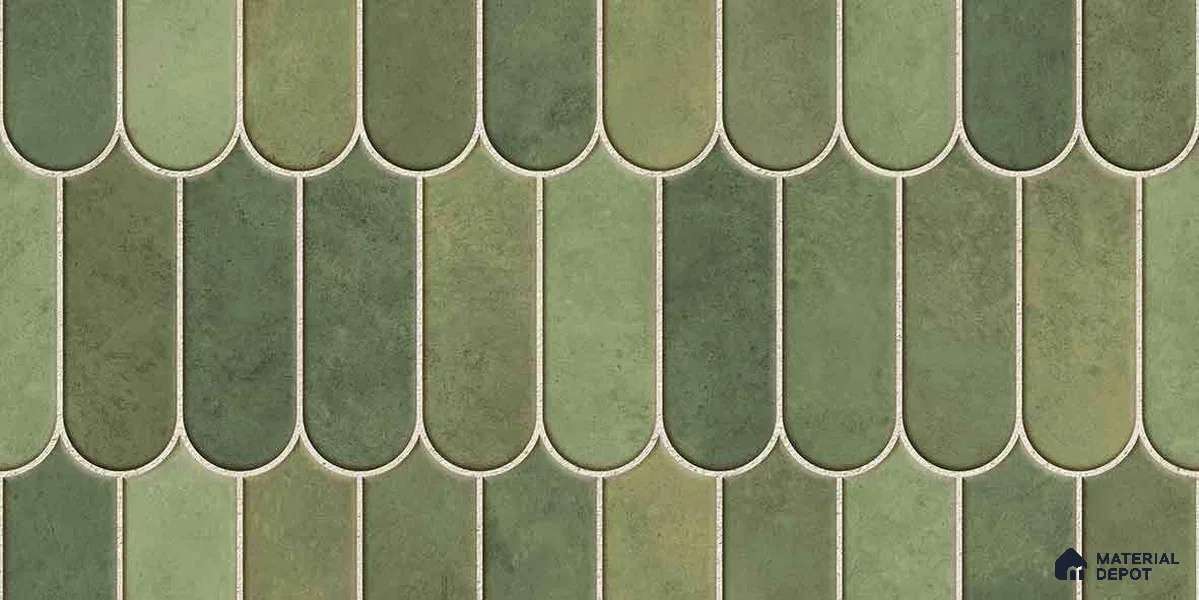Faux Subway Wall Tile TL 11682 H Verdant Fan 2 ft x 1 ft Ceramic Glossy Finish Tile - 9 mm | Suitable For Bathroom, Balcony & Kitchen Backsplash (Sample)