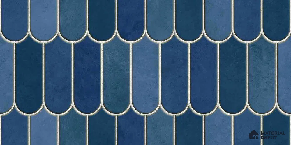 Faux Subway Wall Tile TL 11682 D Azure Fan 2 ft x 1 ft Ceramic Glossy Finish Tile - 9 mm | Suitable For Bathroom, Dining Area, Kitchen Backsplash