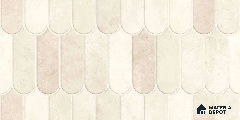Faux Subway Wall Tile TL 11682 B Ivory Cascade 2 ft x 1 ft Ceramic Glossy Finish Tile - 9 mm | Suitable For Bathroom, Balcony & Kitchen Backsplash