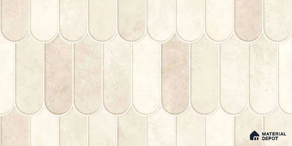 Faux Subway Wall Tile TL 11682 B Ivory Cascade 2 ft x 1 ft Ceramic Glossy Finish Tile - 9 mm | Suitable For Bathroom, Balcony & Kitchen Backsplash