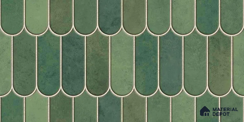 Faux Subway Wall Tile TL 11682 G Verdant Scallop 2 ft x 1 ft Ceramic Glossy Finish Tile - 9 mm | Suitable For Bathroom, Balcony & Kitchen Backsplash
