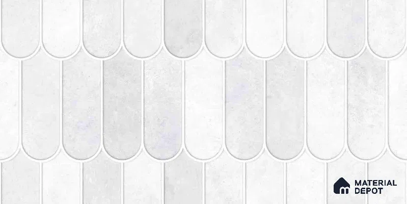 Faux Subway Wall Tile TL 11682 C Frosted Scallop 2 ft x 1 ft Ceramic Glossy Finish Tile - 9 mm | Suitable For Bathroom, Dining Area, Kitchen Backsplash