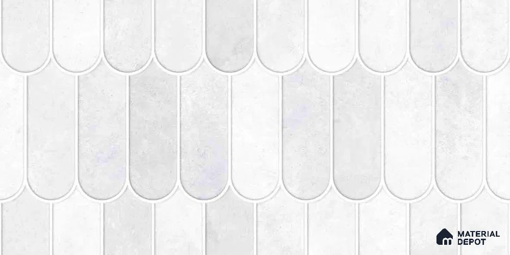 Faux Subway Wall Tile TL 11682 C Frosted Scallop 2 ft x 1 ft Ceramic Glossy Finish Tile - 9 mm | Suitable For Bathroom, Dining Area, Kitchen Backsplash
