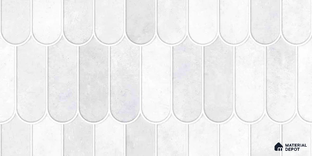 Faux Subway Wall Tile TL 11682 C Frosted Scallop 2 ft x 1 ft Ceramic Glossy Finish Tile - 9 mm | Suitable For Bathroom, Dining Area, Kitchen Backsplash