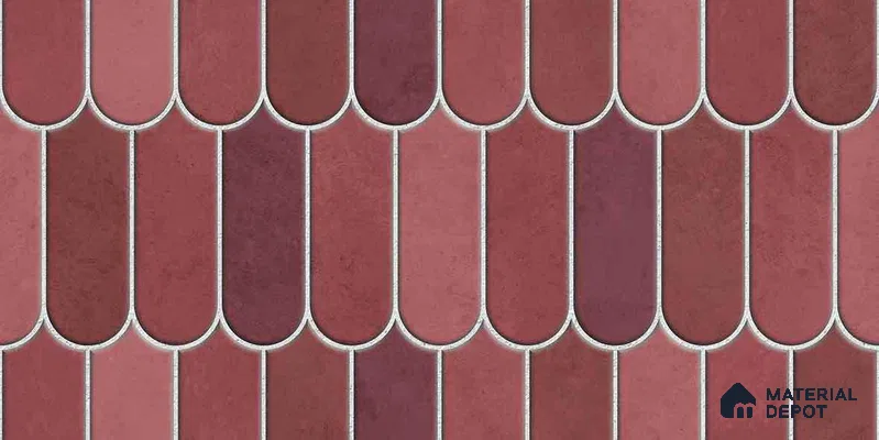 Faux Subway Wall Tile TL 11682 E Berry Scallop 2 ft x 1 ft Ceramic Glossy Finish Tile - 9 mm | Suitable For Bathroom, Balcony & Kitchen Backsplash (Sample)