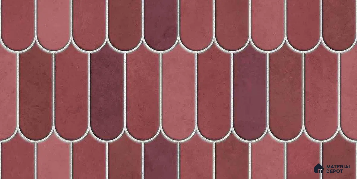 Faux Subway Wall Tile TL 11682 E Berry Scallop 2 ft x 1 ft Ceramic Glossy Finish Tile - 9 mm | Suitable For Bathroom, Balcony & Kitchen Backsplash (Sample)