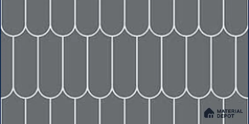 Faux Subway Wall Tile TL 11278 Graphite Scallop 2 ft x 1 ft Ceramic Glossy Finish Tile - 9 mm | Suitable For Bathroom, Balcony & Kitchen Backsplash