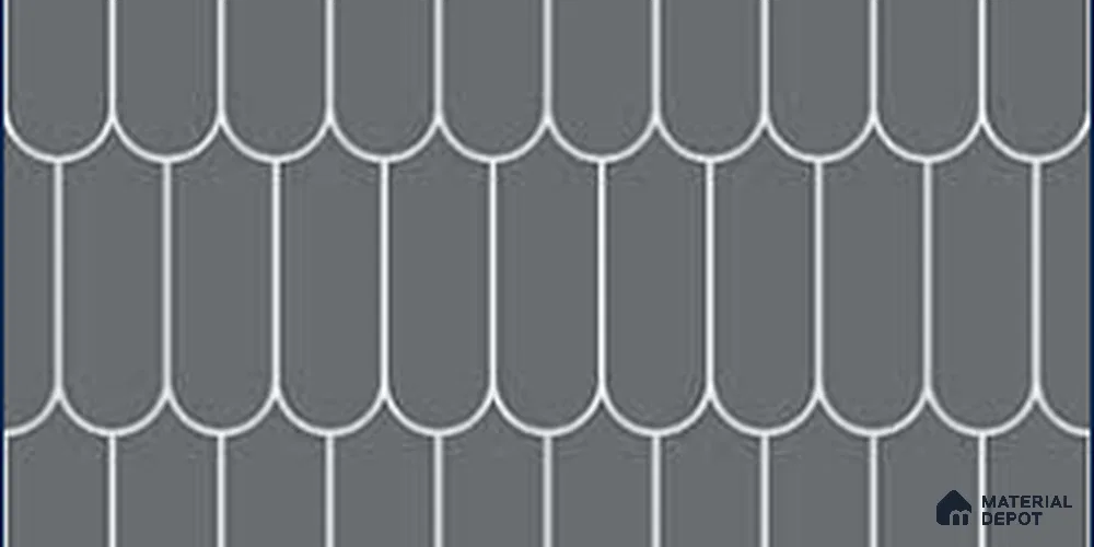 Faux Subway Wall Tile TL 11278 Graphite Scallop 2 ft x 1 ft Ceramic Glossy Finish Tile - 9 mm | Suitable For Bathroom, Dining Area, Kitchen Backsplash